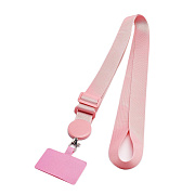 Шнурок текстильный на шею с карабином (плоский широкий) (light pink)