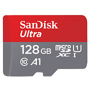 Карта флэш-памяти MicroSD 128 Гб SanDisk Ultra UHS-I без адаптера (100 Mb/s) (205135) (red/gray)