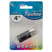 Флэш накопитель USB  4 Гб Smart Buy V-Cut (black)