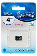 Карта флэш-памяти MicroSD  4 Гб Smart Buy без SD адаптера (class 10)