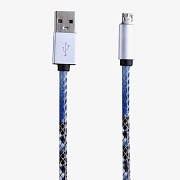 Кабель USB - micro USB - Leather  100см 1,5A  (blue)