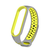 Ремешок - WB07 Sport N Xiaomi Mi Band 5/Mi Band 6 силикон на кнопке (регулируемый) (gray/green)