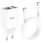 Адаптер Сетевой с кабелем Hoco C100A PD QC3.0 USB/Type-C 20W (Type-C/Type-C) (white)