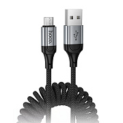 Кабель USB - micro USB Hoco X121 Nuevo пружина 12W 150см 2,4A  (black)