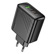 Адаптер Сетевой Hoco CS26A Article PD+QC 2Type-C/USB 3A/45W (black)