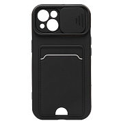 Чехол-накладка - PC066 с картхолдером (360) для "Apple iPhone 13" (black/black) (207008)