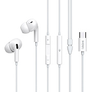 Проводные наушники с микрофоном внутриканальные Celebrat E300 Type-C  (white)
