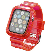 Ремешок - ApW21 Apple Watch 38/40/41 mm прозрачный силикон на пряжке+кейс (pink)