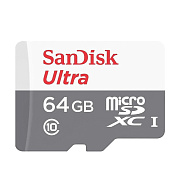 Карта флэш-памяти MicroSD 64 Гб SanDisk Ultra UHS-I без адаптера (100 Mb/s) (205133) (white/gray)