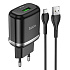 Адаптер Сетевой с кабелем Hoco N3 Special USB 3A/18W (USB/Micro USB) (black)