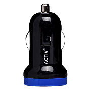 Адаптер Автомобильный Activ Clean Line CAU1-1A-01 1USB/5V/1A (black/blue) ..