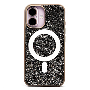 Чехол-накладка - SM029 POSH SHINE SafeMag для "Apple iPhone 16" россыпь кристаллов (gray titanium)