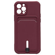 Чехол-накладка - SC304 с картхолдером для "Apple iPhone 12 Pro" (burgundy)