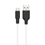 Кабель USB - micro USB Hoco X21 Plus (silicone) 12W 100см 2,4A  (white/black)