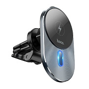 Держатель автомобильный Hoco SafeMag+беспроводная зарядка CA91 PD SafeMag (повр. уп.) в дефлектор 15W (gray)