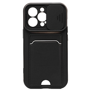 Чехол-накладка - PC066 с картхолдером (360) для "Apple iPhone 13 Pro" (black/black) (207004)