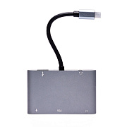 Хаб USB Type-C - BYL-2002 (HDMI, USB-Cx2, USB, SD/TF CardReader, Ethernet) (gray)