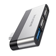 Хаб Type-C Borofone DH1 Type-C to USB3.0+USB2.0*2 (silver/black) (silver/black)