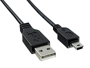Кабель USB - mini USB Glossar  100см 1,5A  (black)