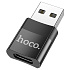 Переходник Type-C (м) - USB (п) Hoco UA17 3см (black)