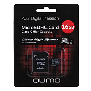 Карта флэш-памяти MicroSD 16 Гб Qumo +SD адаптер (class 10) UHS-1 3.0