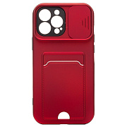 Чехол-накладка - PC066 с картхолдером (360) для "Apple iPhone 13 Pro Max" (red/black) (207003)