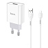 Адаптер Сетевой с кабелем Hoco C81A USB 2,1A/10W (USB/Lightning) (white)