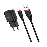 Адаптер Сетевой с кабелем Borofone BA48A Orion USB 2,1A/10W (USB/Micro USB) (black)