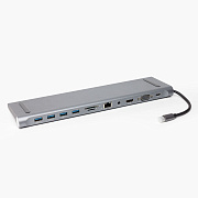 Хаб USB Type-C - BYL-2003 (HDMI, VGA, USB-C, USBx4, SD/TF CardReader, Ethernet, Jack 3,5 мм,) (gray)