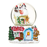 Декор - Снежный шар (подставка "Пряничный домик") (blue/green)