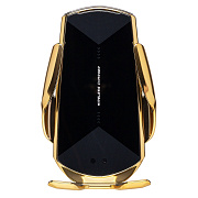 Держатель автомобильный - зажим+беспроводная зарядка Q1 в дефлектор (gold)