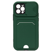 Чехол-накладка - PC066 с картхолдером (360) для "Apple iPhone 12 Pro" (green/black) (206989)