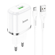 Адаптер Сетевой с кабелем Hoco N3 Special USB 3A/18W (USB/Micro USB) (white)