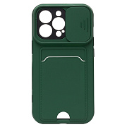 Чехол-накладка - PC066 с картхолдером (360) для "Apple iPhone 13 Pro" (green/black) (207005)