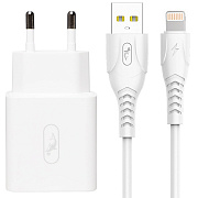 Адаптер Сетевой с кабелем SKYDOLPHIN SC31L QC3.0 USB 3A/18W (USB/Lightning) (white)