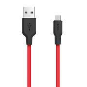 Кабель USB - micro USB Hoco X21 Silicone 10W 100см 2A  (black/red)