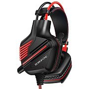 Компьютерная гарнитура Borofone BO101 Racing игровая с микрофоном, подсветкой USB-A+3,5 Jack (black/red)