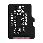 Карта флэш-памяти MicroSD 64 Гб Kingston Canvas Select Plus UHS-1, A1 без адаптера (205118) (white/gray)