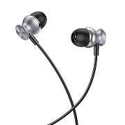 Проводные наушники с микрофоном внутриканальные Hoco M106 Jack 3,5  (metal gray)