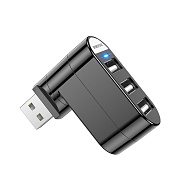 Хаб USB Borofone DH3 three-port USB splitter (black)
