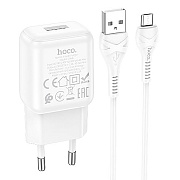 Адаптер Сетевой с кабелем Hoco C96A USB 2,1A/10W (USB/Micro USB) (white)