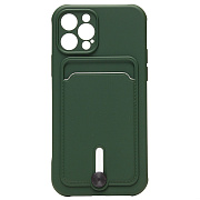Чехол-накладка - SC304 с картхолдером для "Apple iPhone 12 Pro" (dark green)