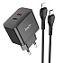 Адаптер Сетевой с кабелем Hoco N29 Triumph PD 2*Type-C 35W (Type-C/Lightning) (black)