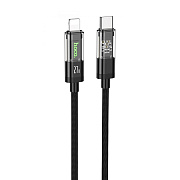 Кабель Type-C - Apple lightning Hoco U116 Transparent PD 27W 120см 3A  (black)