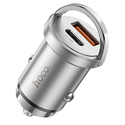 Адаптер Автомобильный Hoco NZ10 Handy PD45W+QC3.0 USB/Type-C/5V/3A (silver)