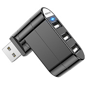 Хаб USB Borofone DH3 three-port USB splitter (black)