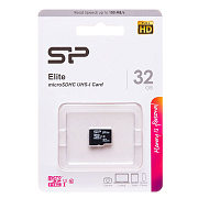 Карта флэш-памяти MicroSD 32 Гб Silicon Power Elite UHS-1, (R/W 85/15 Mb/s) без адаптера (class 10) (black) 