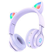 Bluetooth-наушники полноразмерные Hoco W39 Cat ear kids BT (purple)