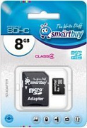 Карта флэш-памяти MicroSD  8 Гб Smart Buy +SD адаптер (class 4)