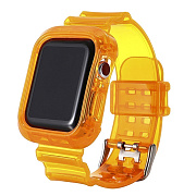 Ремешок - ApW21 Apple Watch 38/40/41 mm прозрачный силикон на пряжке+кейс (orange)